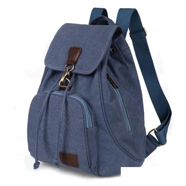 Casos de laptop mochila mulheres lona vintage puro algodão saco de viagem moda dstring sacos de escola shoder para adolescente entrega de gota otzxt