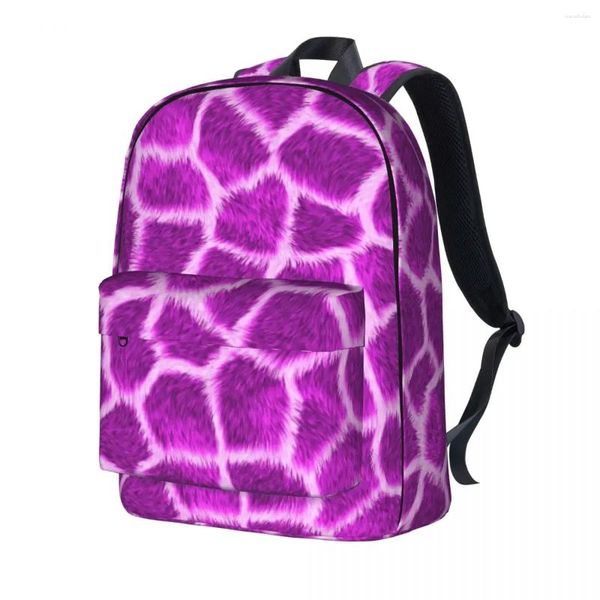 Rucksack Fuchsia Giraffe Print Tier Tägliche Rucksäcke Frauen Kawaii Schultaschen Hochwertiger Muster Rucksack