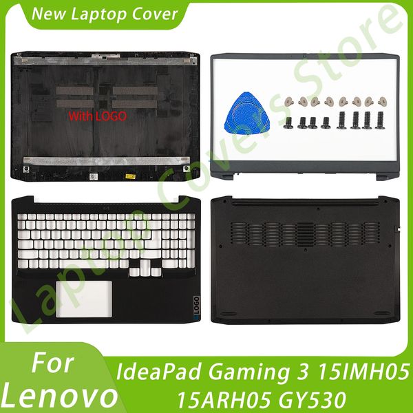 Para lenovo ideapad gaming 3 15imh05 15arh05 gy530 lcd capa traseira teclado caso inferior caso habitação portátil preto substituir 240307