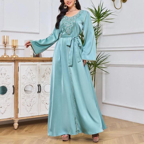 Этническая одежда Ид мусульманское вечернее платье для женщин арабское бисероплетение Абая Джалабия длинные платья Марокко кафтан Vestidos Дубай Рамадан платье халат