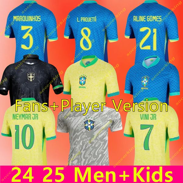 Brezilya 22 2023 2024 Futbol Formaları Camiseta de Futbol Paqueta Raphinha Futbol Gömlek Maillots Marquinhos Vini Jr Brasil Richarlison Erkek Çocuklar Kadın Neymar