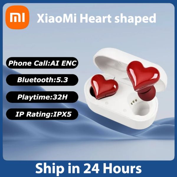 Fones de ouvido xiaomi mijia redmi bluetooth 5.3 sem fio em forma de coração fone de ouvido mulher alta qualidade coração presente da menina