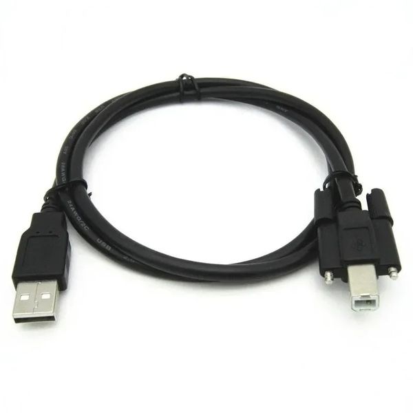 USB 2.0 Bir Erkek - USB 2.0 B Erkek B Tip BM Tarih Yazıcı Kablosu 1m 1.5m 3m 5m Vidalı Panel Montaj Delikleri Konnektörü 1m 1.5m 3M 5M