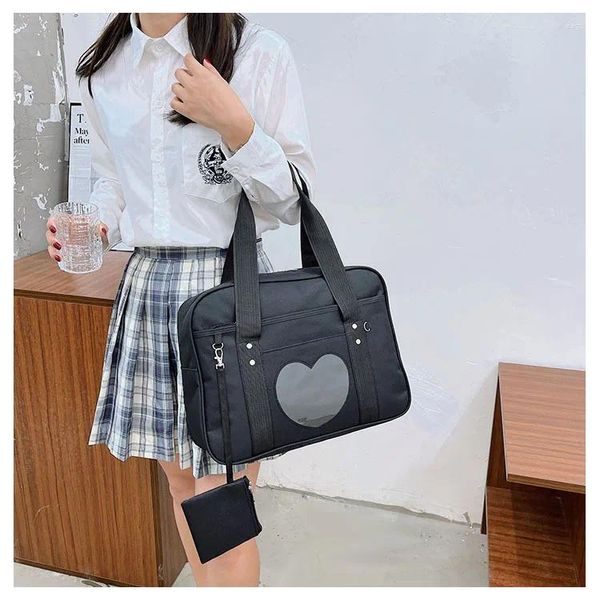 Sacos de noite Casual Bagagem Bolsas e Bolsas Japonês Estilo Preppy Uniforme Ombro para Mulheres Meninas Lona Grande Capacidade Totes Bag