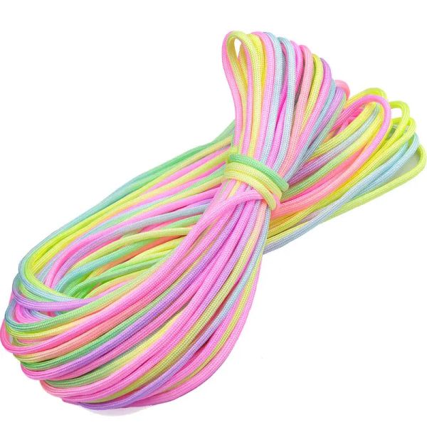 Paracord 4mm Arcobaleno Colori Corda Corda III 7 fili Cordino per paracadute Corda Arrampicata Attrezzatura da campeggio di sopravvivenza Paracord Bracciale 30M