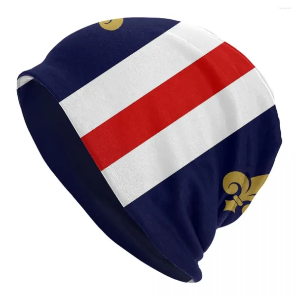 Berets Frankreich Fleur De Lis Französische Flagge Motorhaube Hut Stricken Hüte Männer Frauen Mode Fleur-De-Lys Lilie Blume winter Warme Mützen Kappe