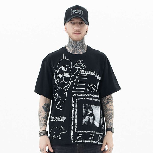 FGSS Moda Masculina |2024 primavera/verão nova marca na moda engraçado anime desenho animado hip hop rock camiseta de manga curta para homens e mulheres