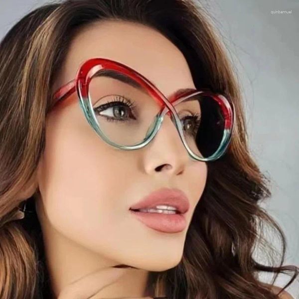 Солнцезащитные очки, оправа, модная нашивка, цветная бабочка, оптические антисиние очки, женские винтажные прозрачные очки в большой оправе, женские очки Óculos