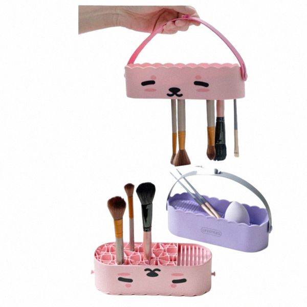 Gummi-Make-up-Pinselreiniger Panda Spge Make-up-Pinsel-Reinigungsbox Aufbewahrungsbox Tragbarer Kosmetikpinsel-Trocknungswerkzeug Make-up-Tool z0Oe #