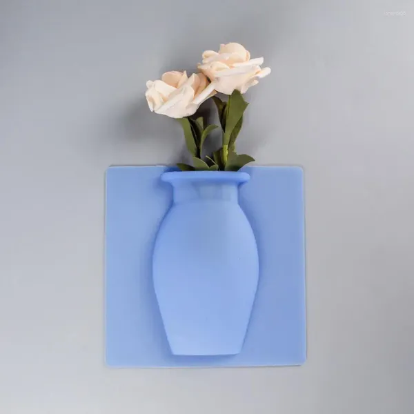 Vasos cor sólida vaso de silicone janela reutilizável moderna para porta de geladeira telha cerâmica de vidro