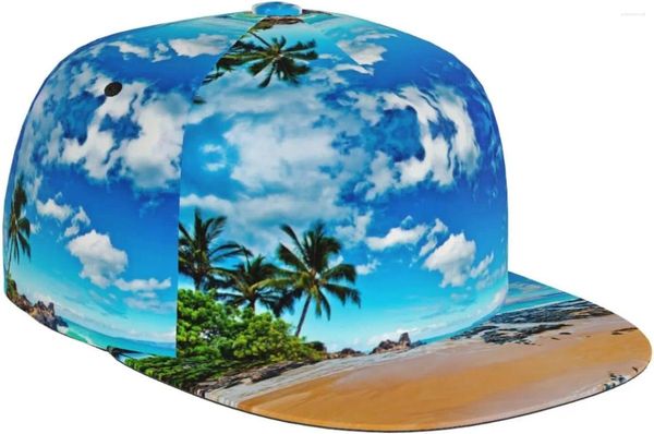 Berretti da baseball Berretto da baseball da spiaggia tropicale Hawaii per uomo Donna Cappello snapback da camionista a tesa piatta estivo regolabile con palma