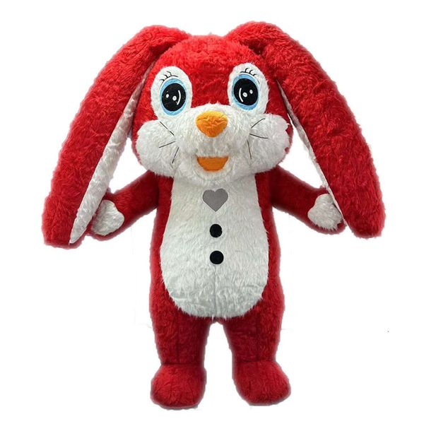 Costumi mascotte 2m / 2.6m Costume adulto da coniglio rosso per intrattenimenti pasquali Vestito completo da mascotte coniglietto in pelliccia per tutto il corpo Divertente abito animale calpestabile