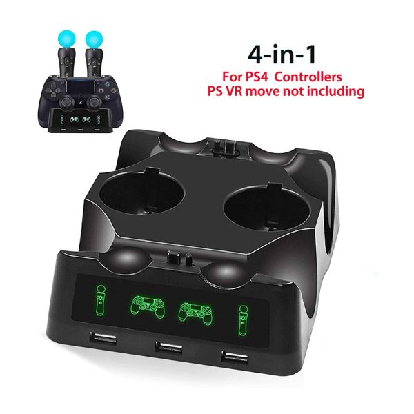Ladegeräte 4 in 1 Kontrollladegerät für Sony PS4 VR Move Motion Controller PlayStation Playstation PS 4 Ladestock -Docking -Zubehör