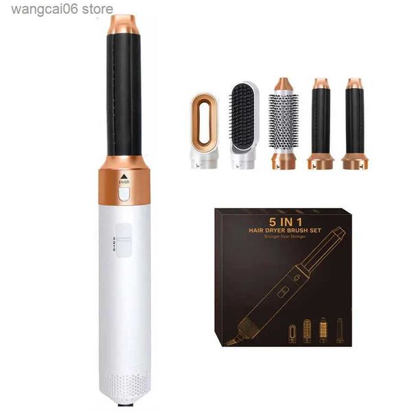 Secador de cabelo elétrico Atacado 5 em 1 Air Hair Stylers Volumizing Escovas Negativas Ion Curler Hair Blower Salon Hot Air Brush Secadores T240323