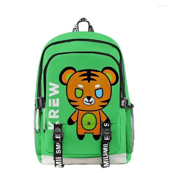 Schultaschen ItsFunneh Krew District Merch Rucksack 2024 Lässiger Stil Tasche Damen Herren Mädchen Jungen Unisex