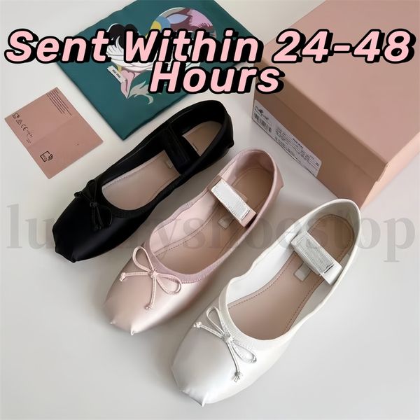 Designer Professionelle Tanzschuhe Damen Schuh Flache Sandalen Paris Ballett Mode Satin Ballerinas MM Plattform Schleife Flacher Mund Einzelner Schuh Flache Sandalen