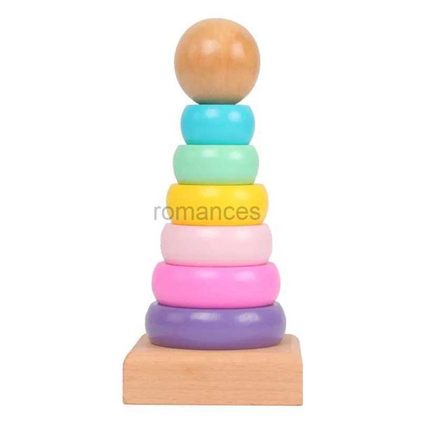 Ordinamento Nidificazione Impilabile giocattoli Per bambini Arcobaleno Torre Traghetto Giocattolo di legno Cerchio Educazione del bambino Puzzle Anello Montessori Bambini 24323