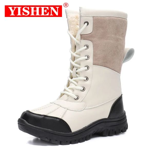 Stiefel Yishen Frauen Schneestiefel Gummi Stiefel Frauen Enten Winter warmer Plüsch mit wasserdichte Plattform Schuhe Hochscharme Botas Mujer