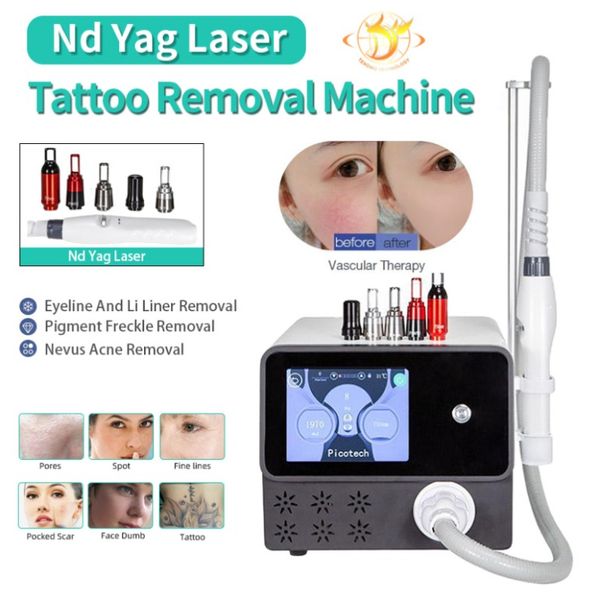 Abnehmen Maschine Tragbare Pikosekunden Q Schalter Nd Yag Laser 532 Nm 755 Nm 1064 Nm 1320 Nm Lazer Tattoo Entfernung haut Verjüngung Whit