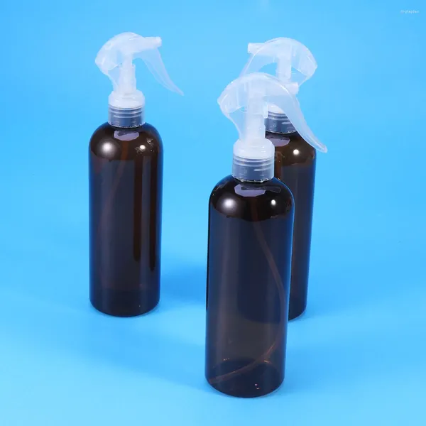 Bottiglie di stoccaggio 3 pezzi 300ml Flacone spray in plastica per parrucchieri Spruzzatore vuoto per acqua ricaricabile (Marrone)