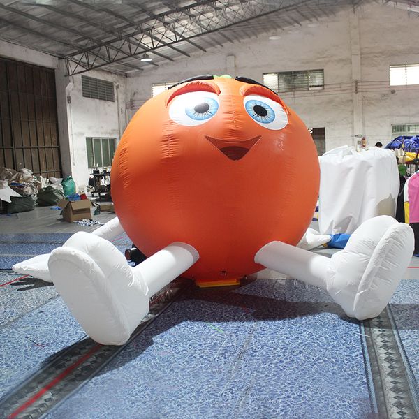 6mh (20 футов) с вентилятором оптом прекрасные надувные персонажи Balloon Toys Giant Orange Man Cartoon Model для рекламы игрушек