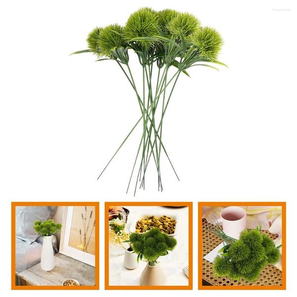 Flores decorativas 12 pçs artificial dandelion arranjo de plástico para plantas de casamento casa diy simulação adorno