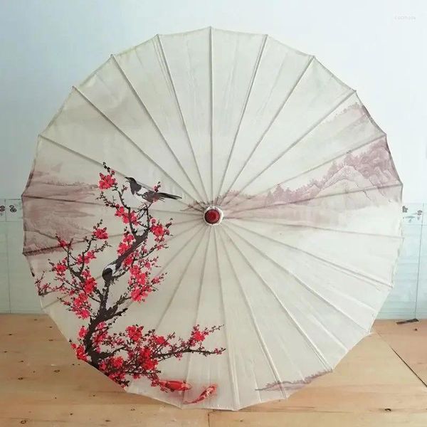 Guarda-chuvas 82cm pano estilo chinês óleo-papel guarda-chuva hanfu feminino dança à prova de chuva decoração de casa clássica sombrilla clephan