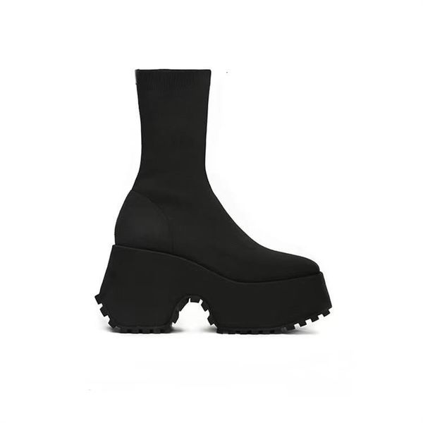 Stivali invernali Chelsea caviglia donna tacchi alti scarpe con plateau Snow Fad New Chunky sexy moto Botas 230914