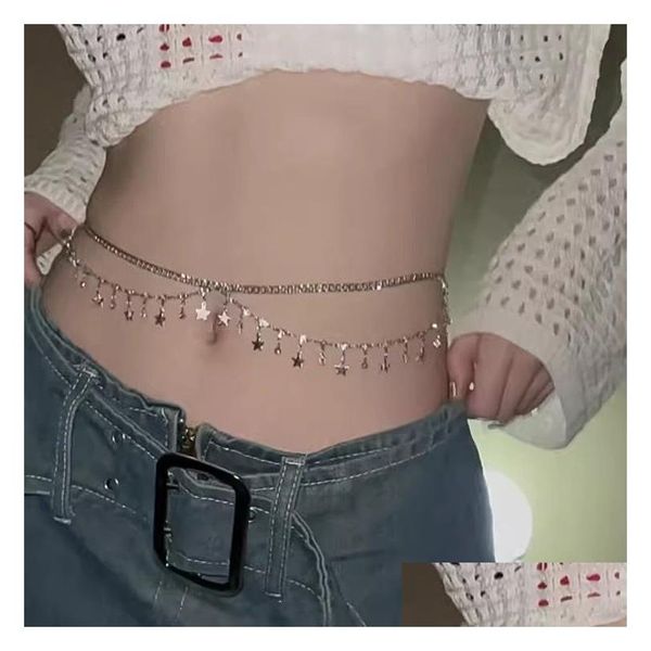 Correntes de barriga personalizadas moda picante menina artesanal estrela pingente cintura decoração europeia e americana y beach bikini mti em camadas t othfb