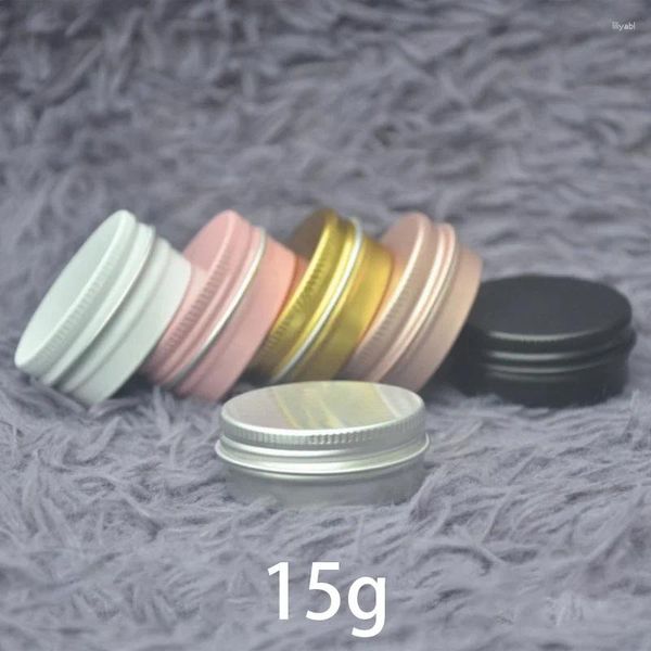 Vorratsflaschen, 15 g, leeres Aluminiumglas, 15 ml, Behälter für kosmetische Lippen-Make-up-Creme, Roségold, Silber, Rosa, Schwarz, nachfüllbar