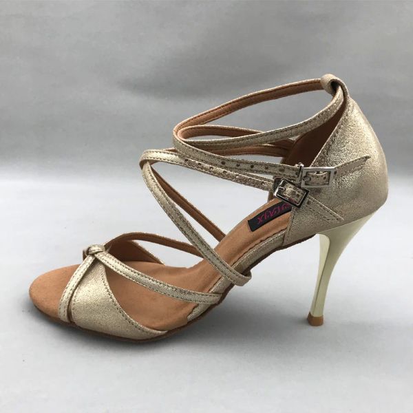 Botas 9cm de calcanhar de altura sapatos de dança latina para mulheres sapatos de salsa confortável sapatos latinos ms6209gdl de salto baixo disponível