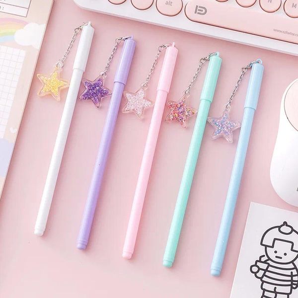 1 pz Penna unisex per ragazze Simpatico ciondolo a forma di stella Studente Apprendimento Cancelleria Esame Firma Kawaii