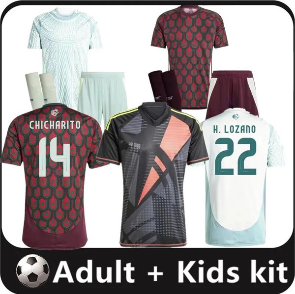 2024 Maglia da calcio Messico H. LOSANO CHICHARITO G DOS SANTOS C. VELA 24 25 Coppa Uomo bambini kit maglia da calcio sportiva set allenamento uniforme MESSICANA Portiere 16-4XL JJ 3.23