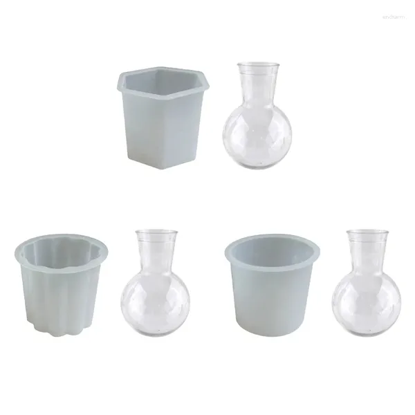 Vasos X6HD Silicone Flor Vaso Base Molde Molde Decorativo Multiuso para Sabão de Gesso