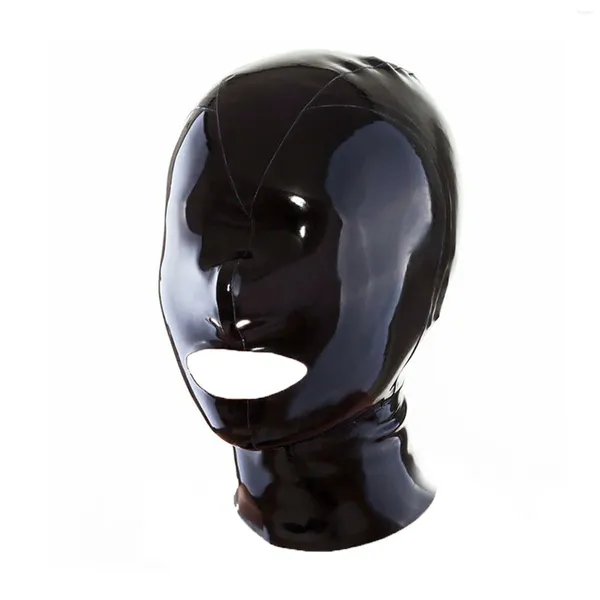 Conjuntos de sutiãs Monnik Latex Capa Capa Olhos Boca Aberta Zíper Traseiro Moda Máscara para Catsuit Clubwear Cosplay Handmade