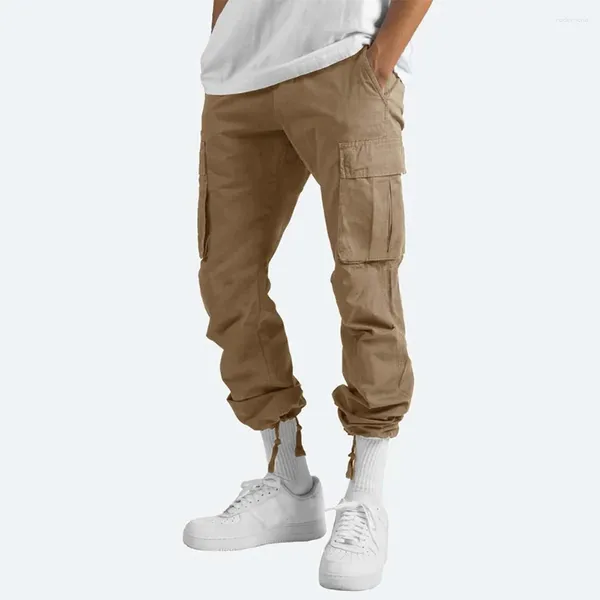 Herrenhose, bequeme aktive Sporthose mit elastischem Bund, mehreren Taschen und schweißableitendem Stoff in Khaki/Grau/Schwarz/Marineblau