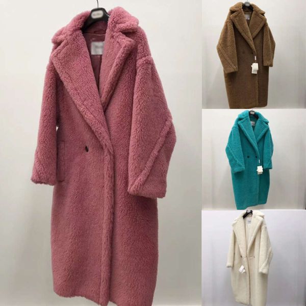 Cappotto da orsacchiotto da donna lungo m Famiglia Max Song Qian Liu Taos Pelliccia di lana alpaca rosa