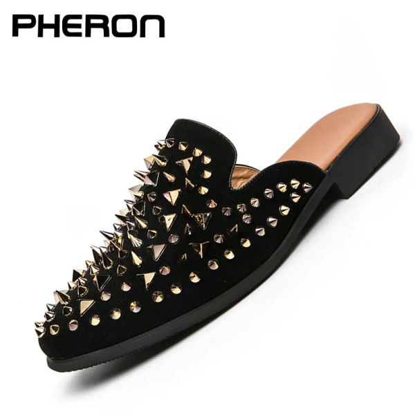 Schuhe Sommer Männer lässige Schuhe neue coole Hausschuhe für männliche goldene schwarze Ladung Männer halbe Hausschuhe Antislip Flats Pantoffeln Maultiere Zapatos