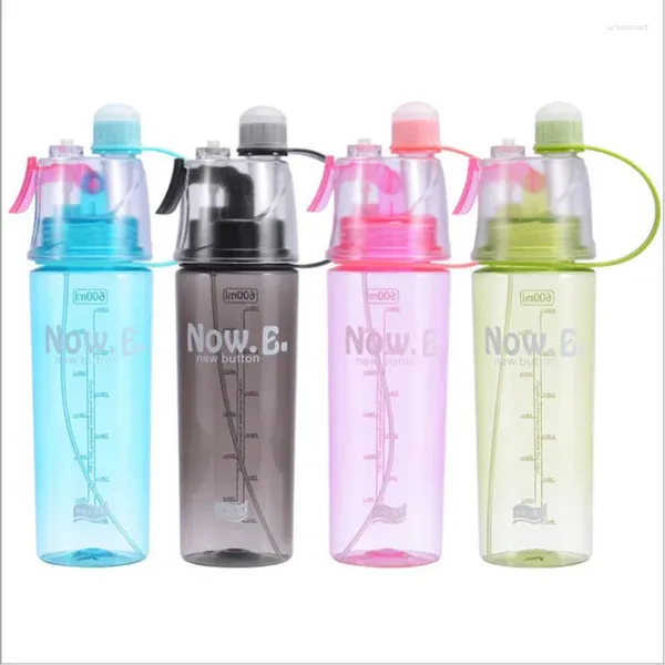 Garrafas de água 600ml garrafa esporte motivacional à prova de vazamento beber ao ar livre viagem ginásio fitness jarros para spray