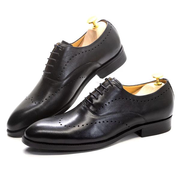 SCARPE Italiane Luxury maschi da uomo Scarpe vitello vera pelle laceup Wingtip Black Oxford Farmal Business Office Classic Shoe for Men