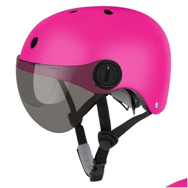 Защитное снаряжение для скейта, регулируемый детский велосипедный шлем для мужчин и женщин, мотоциклетный скутер, безопасный велосипед с солнцезащитным козырьком, линза Drop Delive Dhk3D