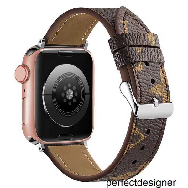 Designer Designer Straps Gift Watchbands para Apple Watch Band 45mm 42mm 38mm 40mm 44mm 49mm Bandas Pulseira de Couro Moda L Flor Pulseira Quadrada iWatch 8 7 6