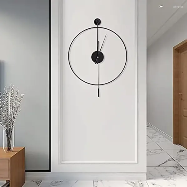 Relógios de parede Relógio clássico grande com pêndulo moderno não-ticking silencioso metal redondo não-marcação prego