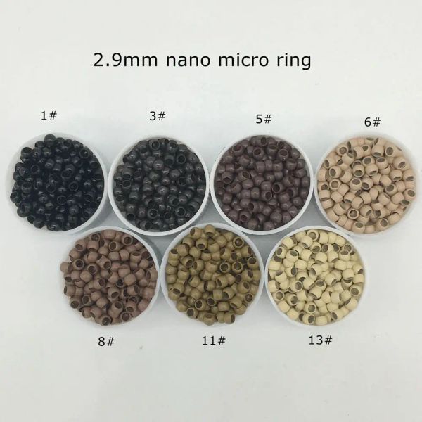 Tubi 3000 pz/lotto Nero 2.9*1.9*2.0 mm nano micro anelli per estensioni dei capelli nano