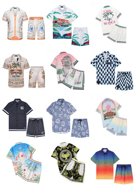 Casablanc-S 24SS Designer T Set Masao San Print Mens Casual e Short Womens Shirt sciolto di seta di alta qualità Maglietta