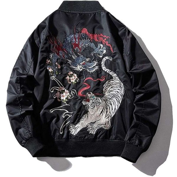 XYXIONGMAO Dragon Tiger giapponese Abbigliamento Hip Hop Bomber da uomo Giacca a vento oversize da strada Flying Streetwear