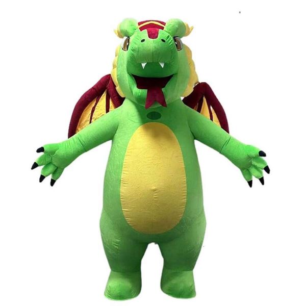 Костюмы талисмана 2 м/2,6 м, зеленый костюм динозавра, пригодный для ношения на все тело, прогулочный костюм-талисман, платье с персонажем животного