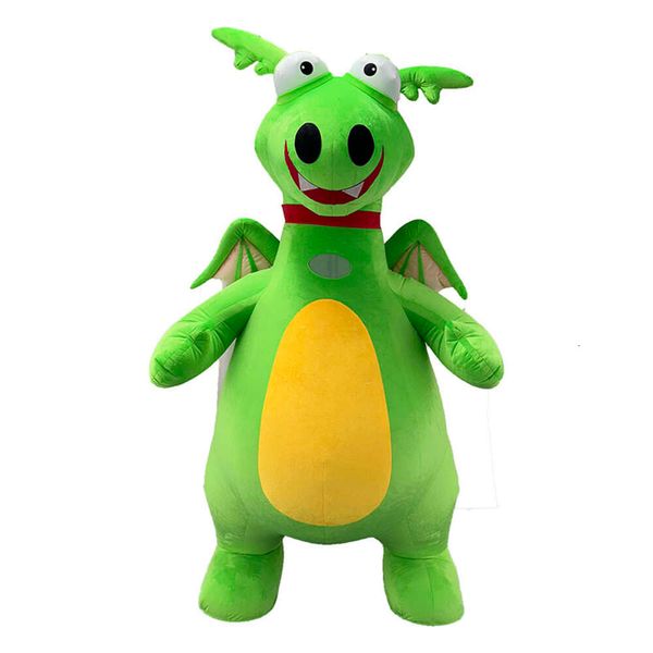 Costumi mascotte 2m / 2.6m Realistico Gigante Iatable Verde Dinosauro Costume Adulto Full Body Walking Blow Up Furry Costume da mascotte per l'intrattenimento