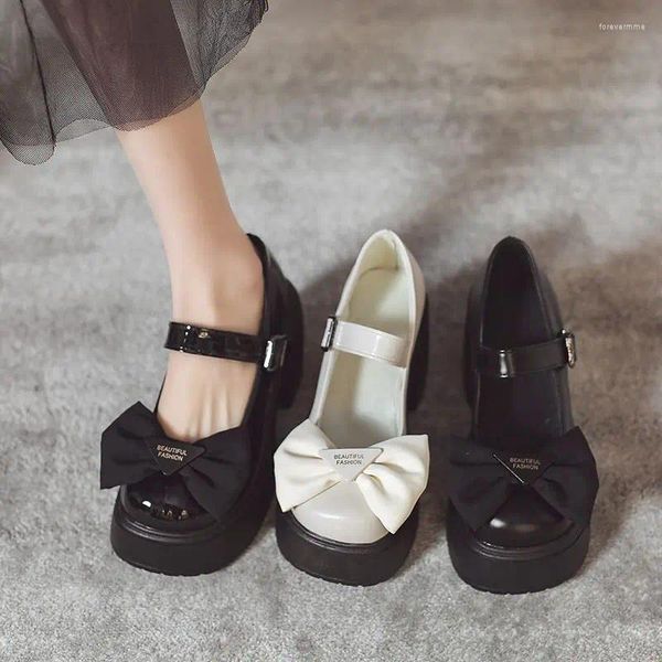 Модельные туфли на высоком каблуке 8,5 см с бантиком Мэри Джейн, женские винтажные мягкие туфли на платформе для девочек в японском стиле, косплей Jk Lolita