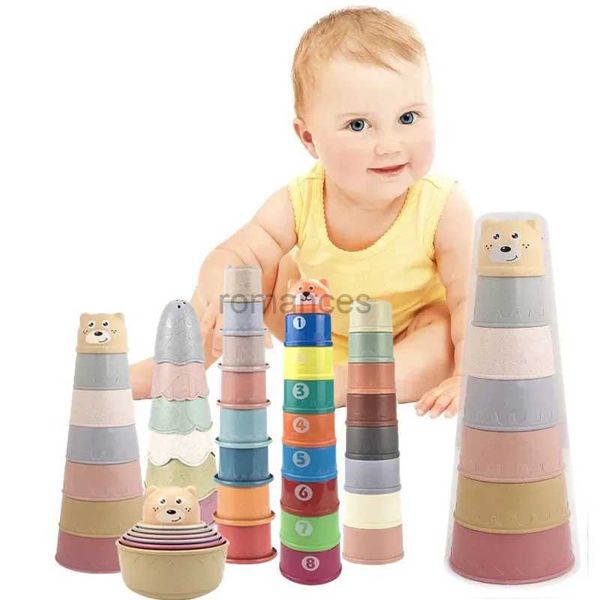 Sıralama yuva istifleme oyuncakları bebek yığılmış fincan oyuncak bebek erken eğitim iç içe duş en iyi Montessori erkek ve kızlar 6 aylık 24323